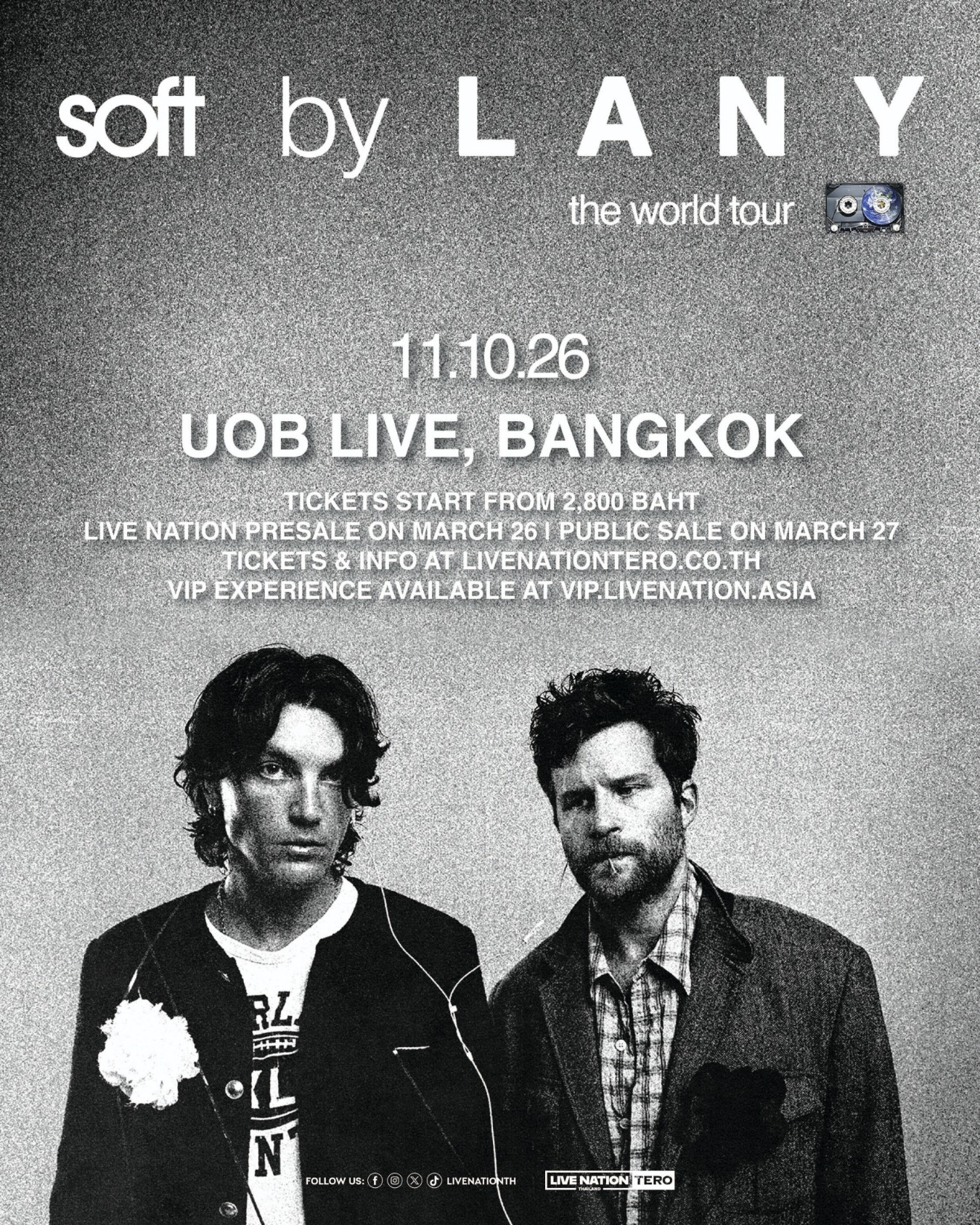 LANYBKK2026SOCIALBANNERORIGINAL 1080x1350Facebook IG “LANY” ประกาศเวิลด์ทัวร์ “SOFT WORLD TOUR” พร้อมปักหมุดกรุงเทพฯ 10 พฤศจิกายน 2569 ที่ยูโอบี ไลฟ์