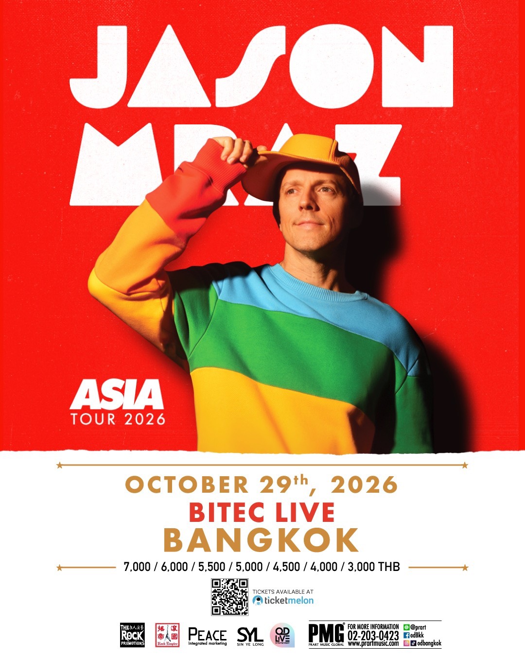 "Jason Mraz" ปักหมุดไทยแลนด์ เตรียมเปิดคอนเสิร์ตใหญ่ "Jason Mraz Asia Tour 2026 in Bangkok" 29 ต.ค. นี้ ที่ BITEC Live 1 1780231896737 "Jason Mraz" ปักหมุดไทยแลนด์ เตรียมเปิดคอนเสิร์ตใหญ่ "Jason Mraz Asia Tour 2026 in Bangkok" 29 ต.ค. นี้ ที่ BITEC Live