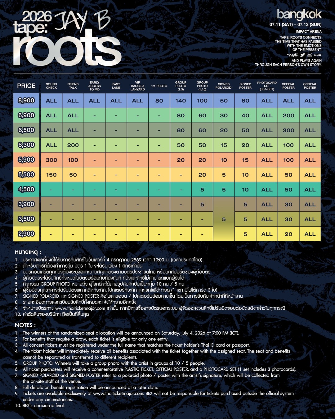 “JAY B” กลับมาหาแฟนไทยกับคอนเสิร์ต “2026 JAY B tape: roots bangkok” 11–12 กรกฎาคมนี้ ณ IMPACT ARENA 3 3.JB2026 ผังคอน 02 0 “JAY B” กลับมาหาแฟนไทยกับคอนเสิร์ต “2026 JAY B tape: roots bangkok” 11–12 กรกฎาคมนี้ ณ IMPACT ARENA