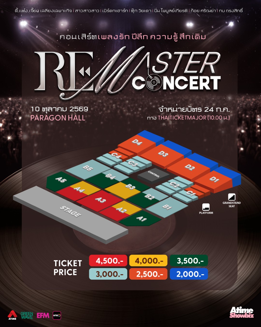 “RE-MASTER CONCERT” คอนเสิร์ตเพลงรัก ปีลึก กับ 7 ศิลปินที่คิดถึง 10 ตุลาคม 2569 ที่ Paragon Hall 2 02 REMASTER KV ผัง 0 “RE-MASTER CONCERT” คอนเสิร์ตเพลงรัก ปีลึก กับ 7 ศิลปินที่คิดถึง 10 ตุลาคม 2569 ที่ Paragon Hall