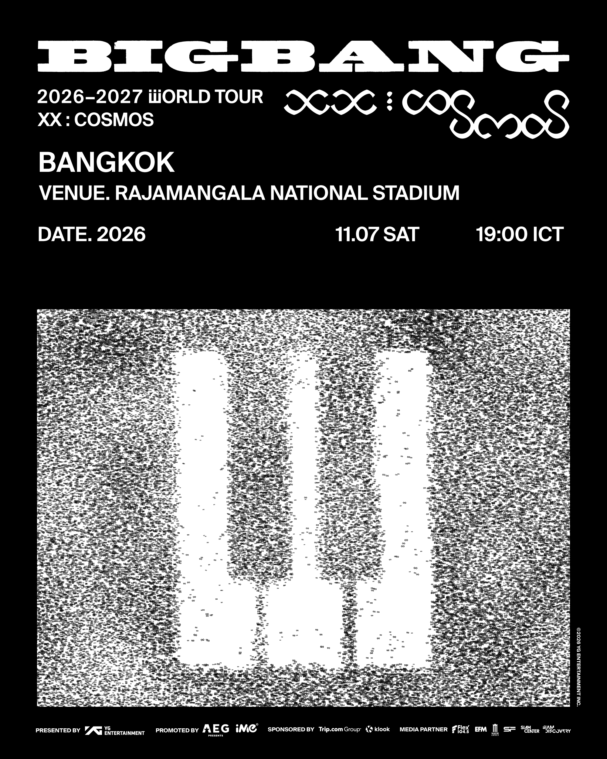 BIGBANG BKK POSTER VER2 BIGBANG 2026-2027 WORLD TOUR < XX : COSMOS > ปักหมุดราชมังคลาฯ  7 พฤศจิกายน 2569