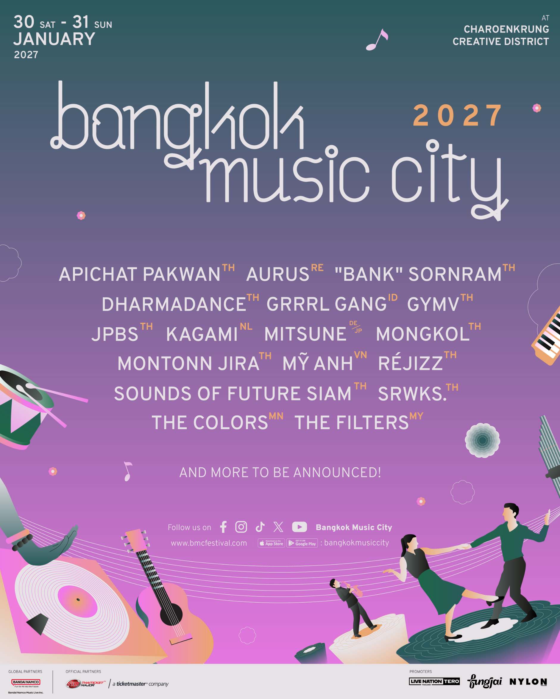 ‘Bangkok Music City’ คัมแบ็ค! อัปสเกลสัมมนาภาคธุรกิจ จัดเต็มเวทีเฟสติวัล! เจอกัน 30-31 มกราคม 2570 ที่ย่านสร้างสรรค์เจริญกรุง 1 KV Lineup1 Vertical ‘Bangkok Music City’ คัมแบ็ค! อัปสเกลสัมมนาภาคธุรกิจ จัดเต็มเวทีเฟสติวัล! เจอกัน 30-31 มกราคม 2570 ที่ย่านสร้างสรรค์เจริญกรุง